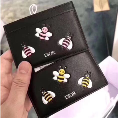 dior bee card holder